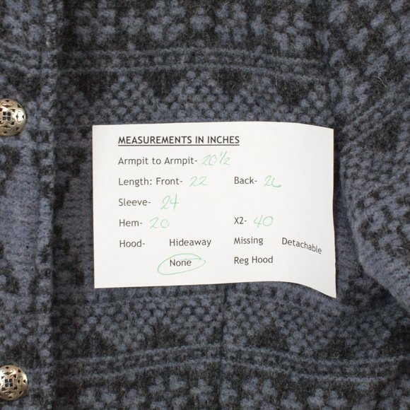 Vintage! Woolrich Blue Wool Blend Aztec Southwestern Jacket Coat Size M - Picture 8 of 8